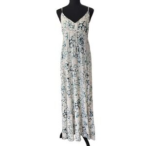 ROXY Maxi Dress Blue Tie Dye XL Spaghetti Strap Boho Summer Beach Surf Style